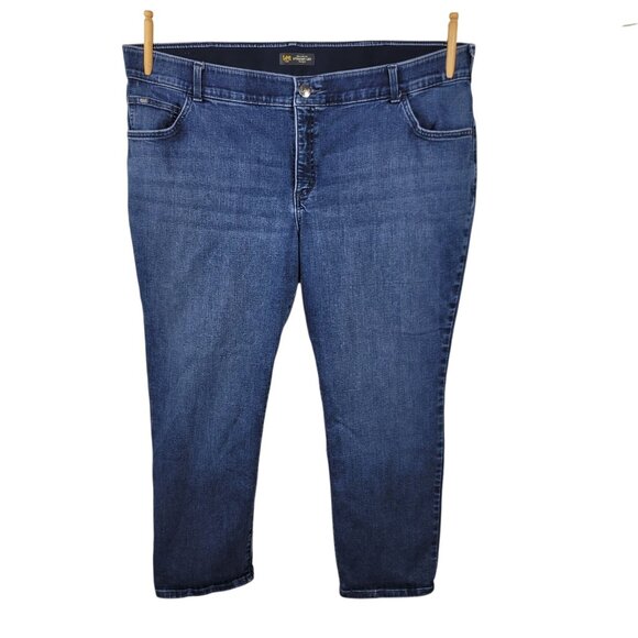 Lee Jeans Plus Size 24W Petite Denim Mid Rise Straight Leg 24 Flex Motion - Picture 1 of 5